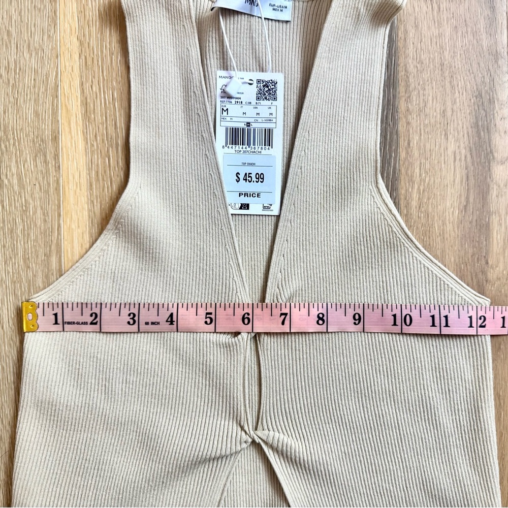 Mango Women’s Beige Cut Out Detail Top NWT - Picture 9 of 10